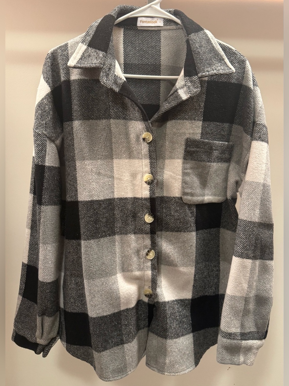 Fantaslook Black & Gray Plaid Utility Shacket